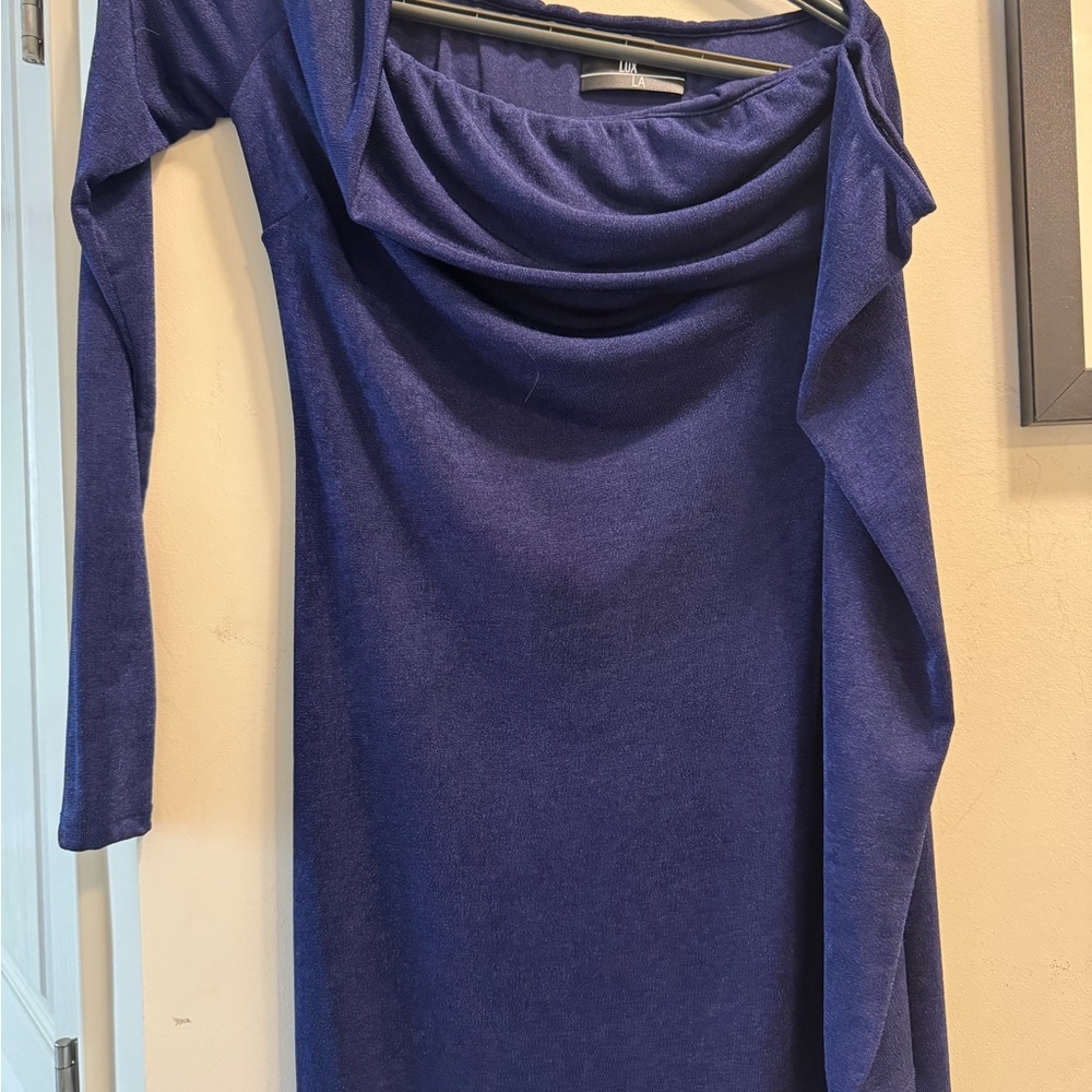 Lux Blue Asymmetrical One Shoulder Cocktail Dress